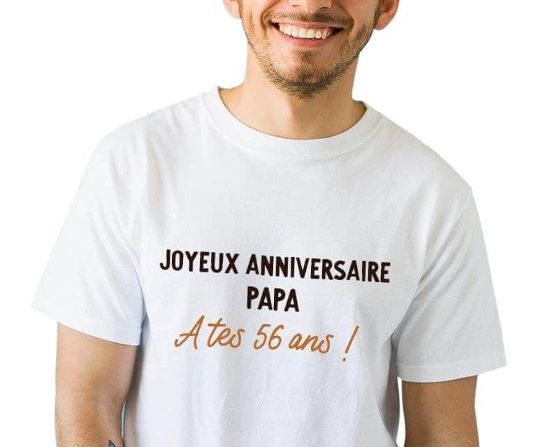 T-shirt blanc homme message papa 56 ans