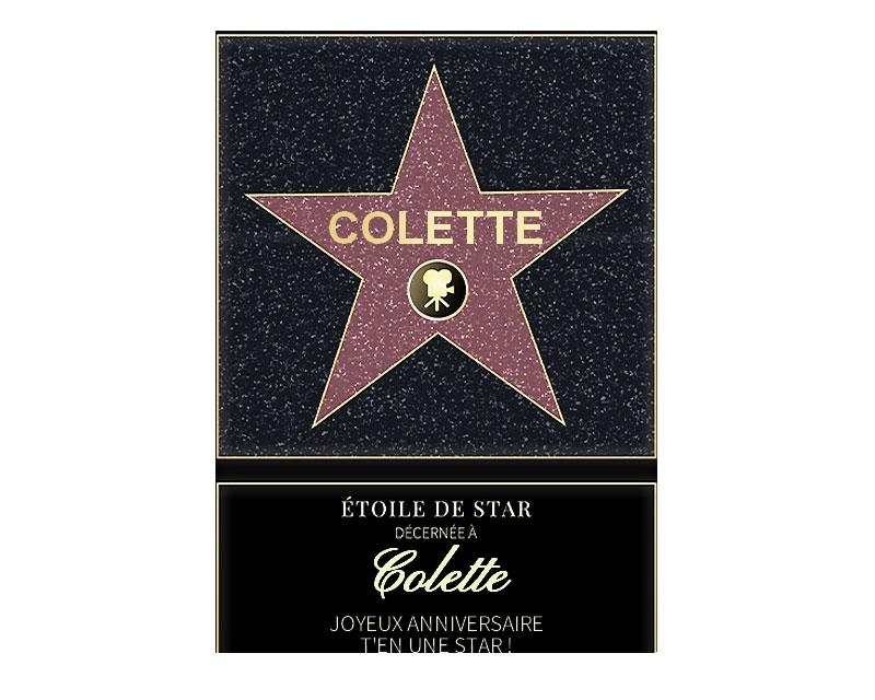 Affiche etoile de star personnalisée pour une Colette