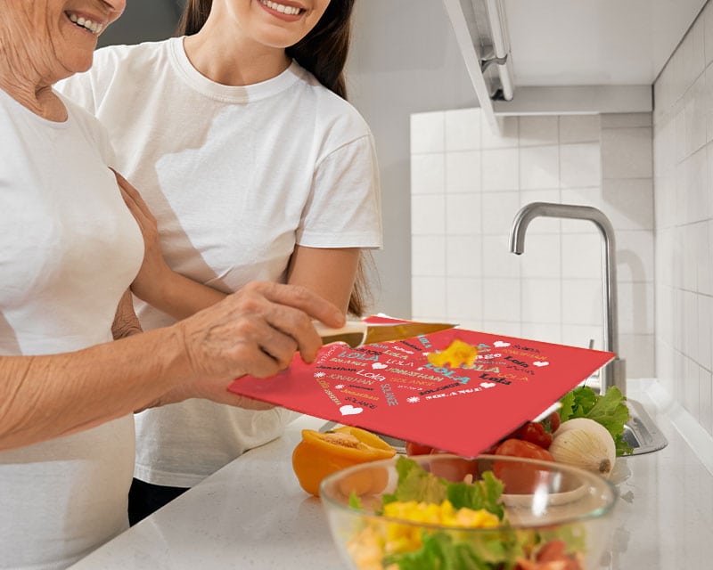 Kit Mamie Cordon Bleu - Planche à découper, tablier et gant de cuisine personnalisables