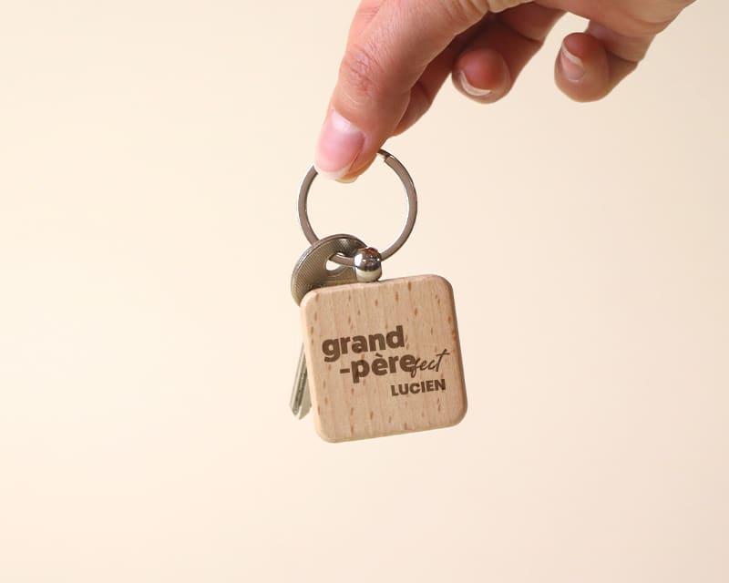 Porte-clés en bois personnalisé - Grand Père-fect