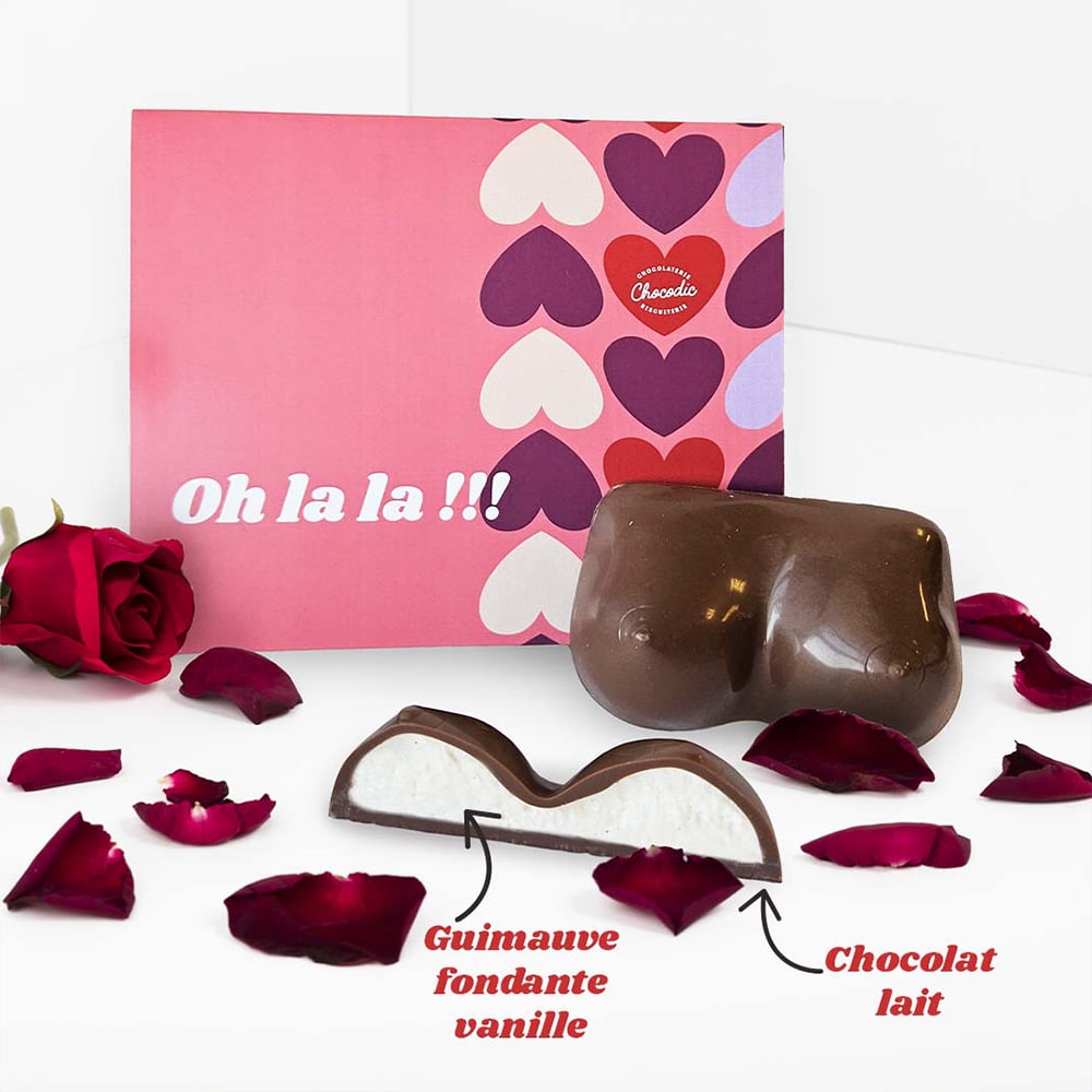 Seins en chocolat avec message personnalisable - Erotique