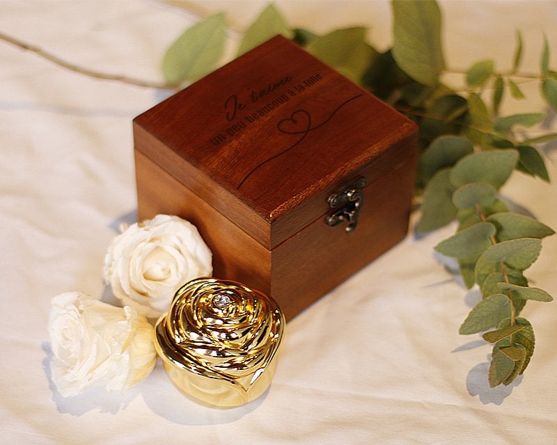 Coffret bouton de rose et rose éternelle femme 100 ans