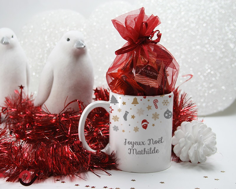 Mug personnalisé Noël - Message - Avec chocolats Monbana