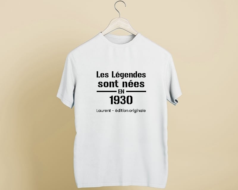 Tee shirt personnalisé homme - Les Légendes sont nées en 1930