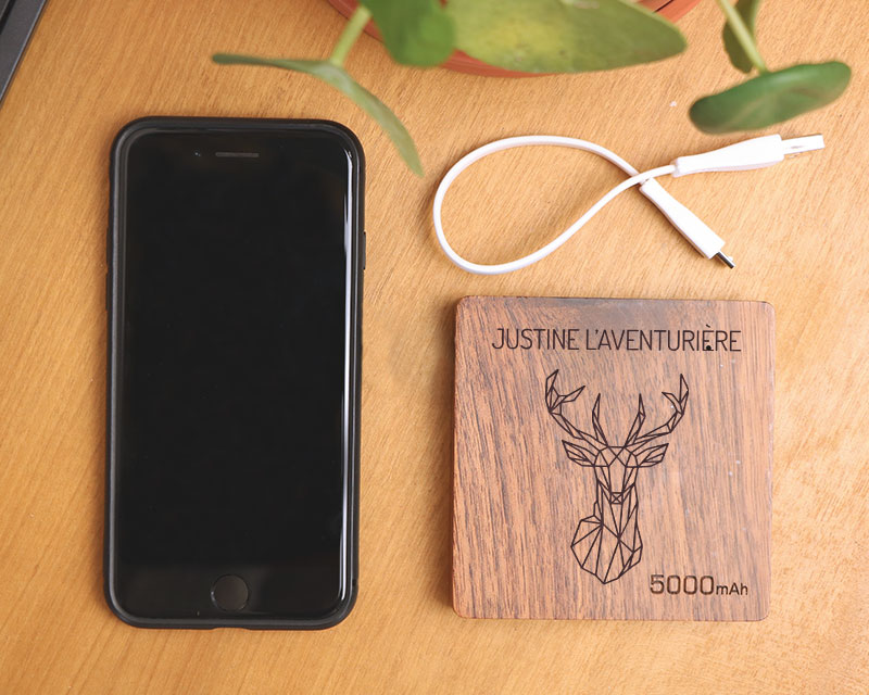 Batterie Externe en bois personnalisable 5000 mAh - Nature Connect