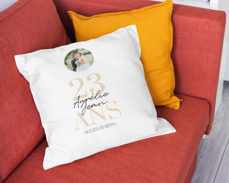 Coussin personnalisé anniversaire de mariage - Noces de Béryl