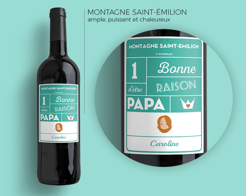 Bouteille de vin de Bordeaux personnalisée papa - Family Circus