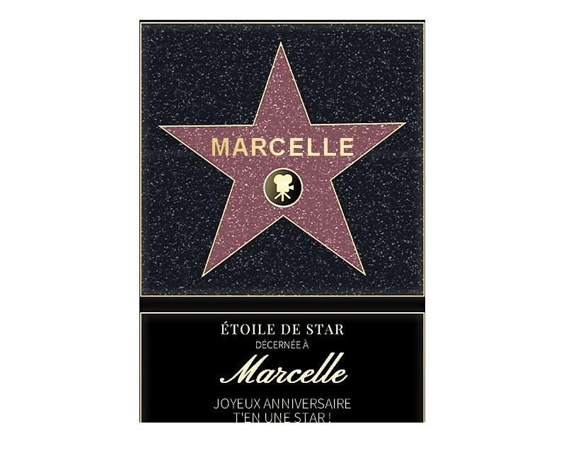 Affiche etoile de star personnalisée pour une Marcelle