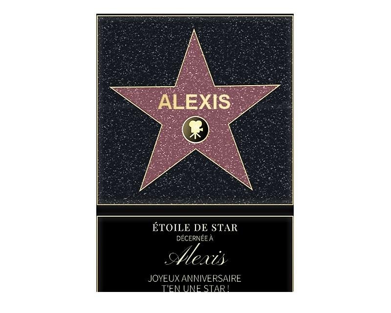 Affiche etoile de star personnalisée pour un Alexis