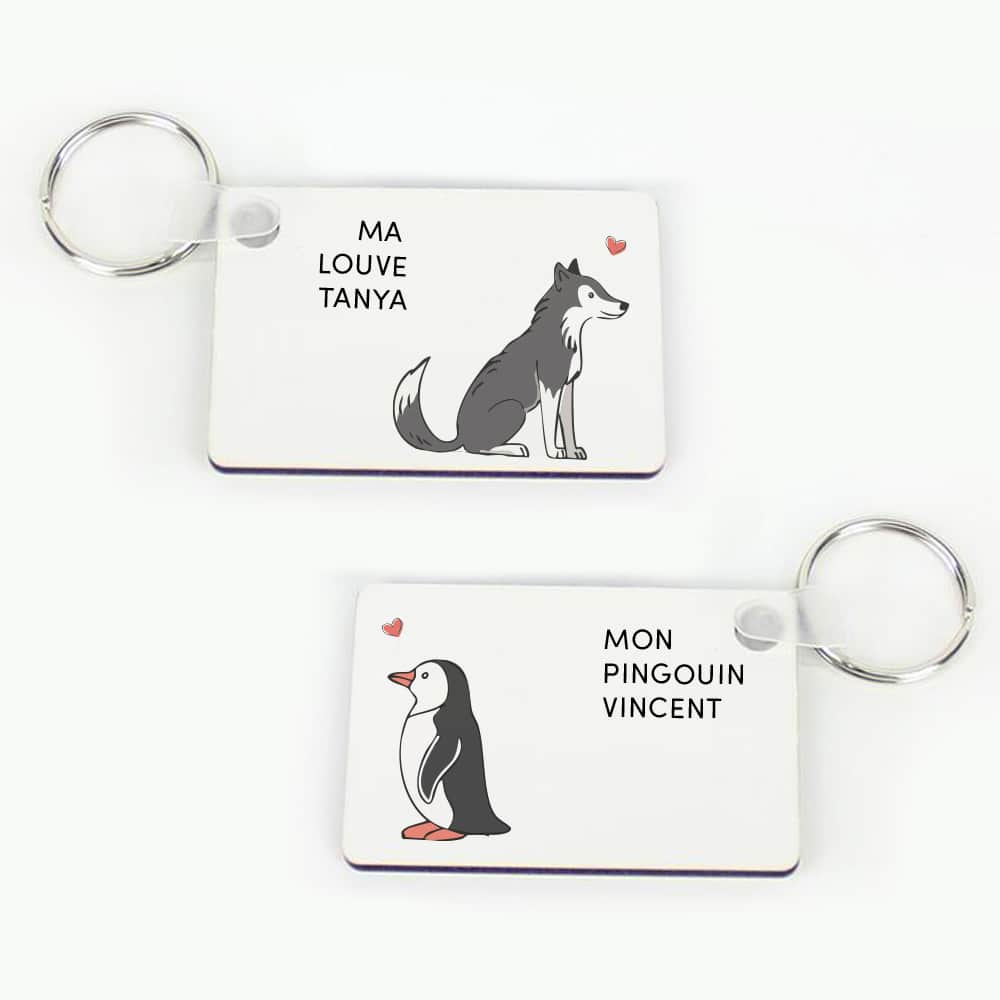 Duo de porte clés personnalisés - Couple d'animaux