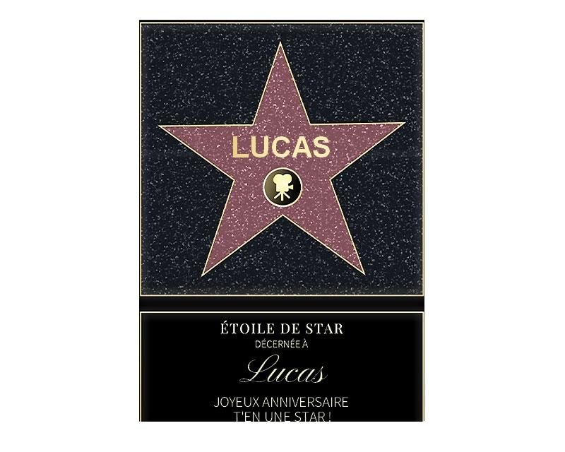 Affiche etoile de star personnalisée pour un Lucas