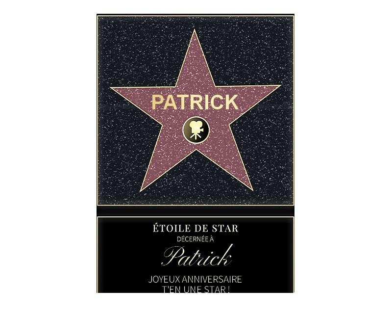 Affiche etoile de star personnalisée pour un Patrick