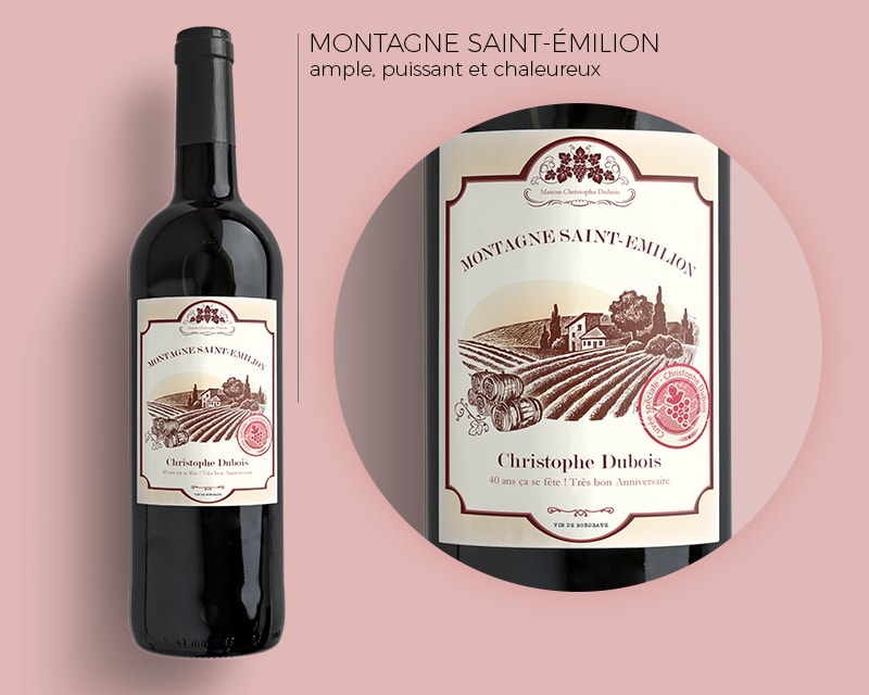 Vin personnalisé Bordeaux rouge avec étiquette personnalisée