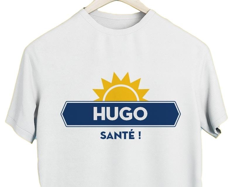 T-shirt blanc homme personnalisé pour un Hugo