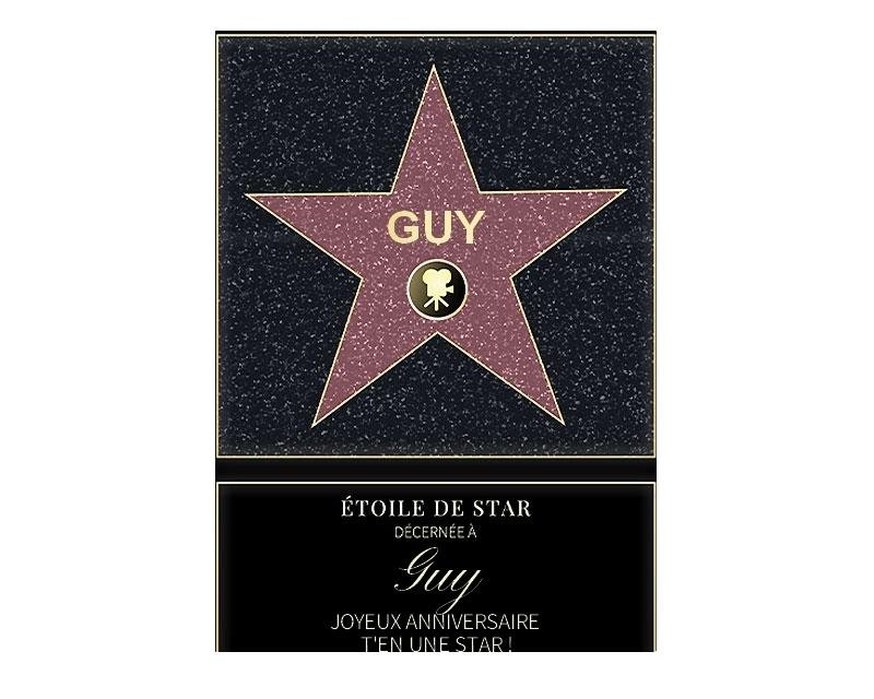 Affiche etoile de star personnalisée pour un Guy