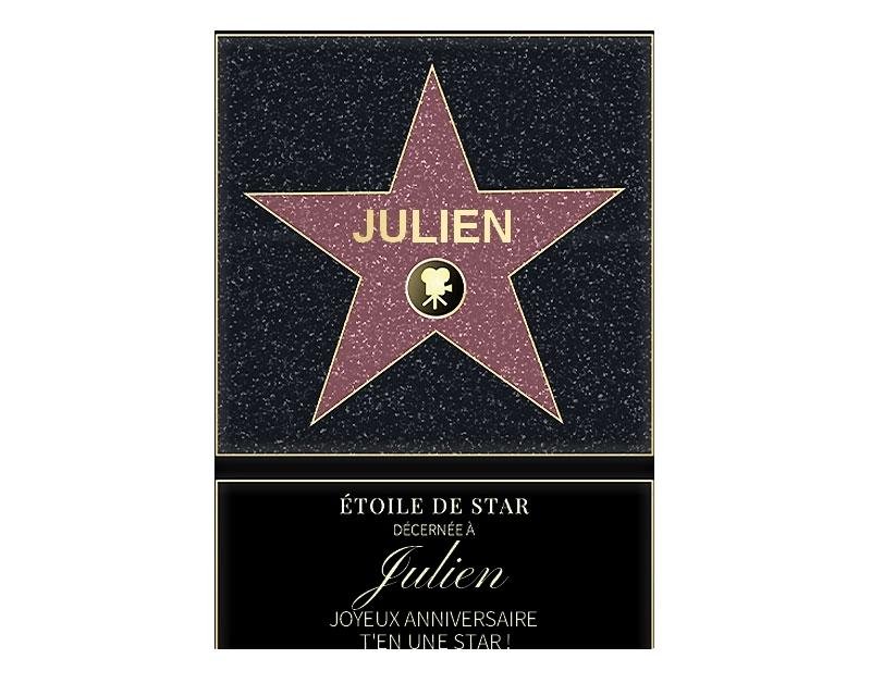 Affiche etoile de star personnalisée pour un Julien