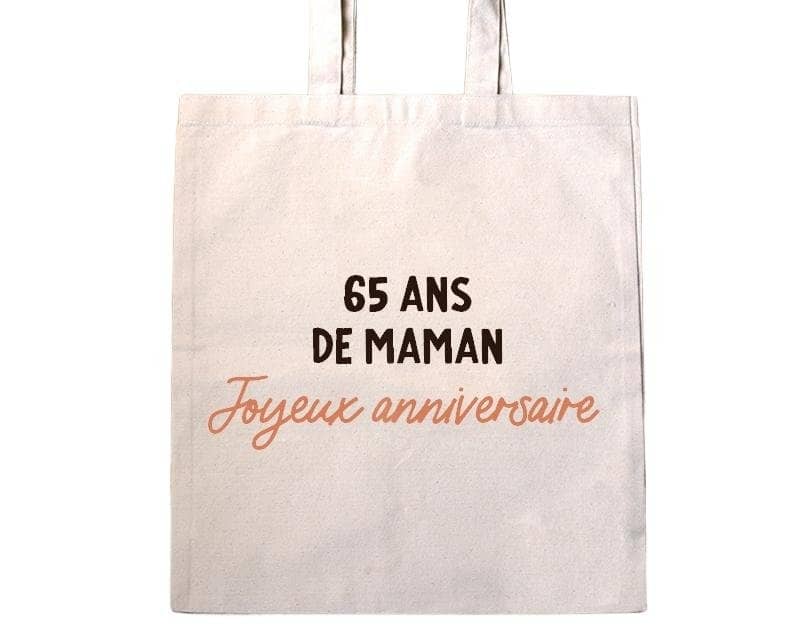 Tote bag message maman 65 ans