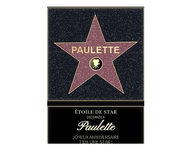 Affiche etoile de star personnalisée pour une Paulette