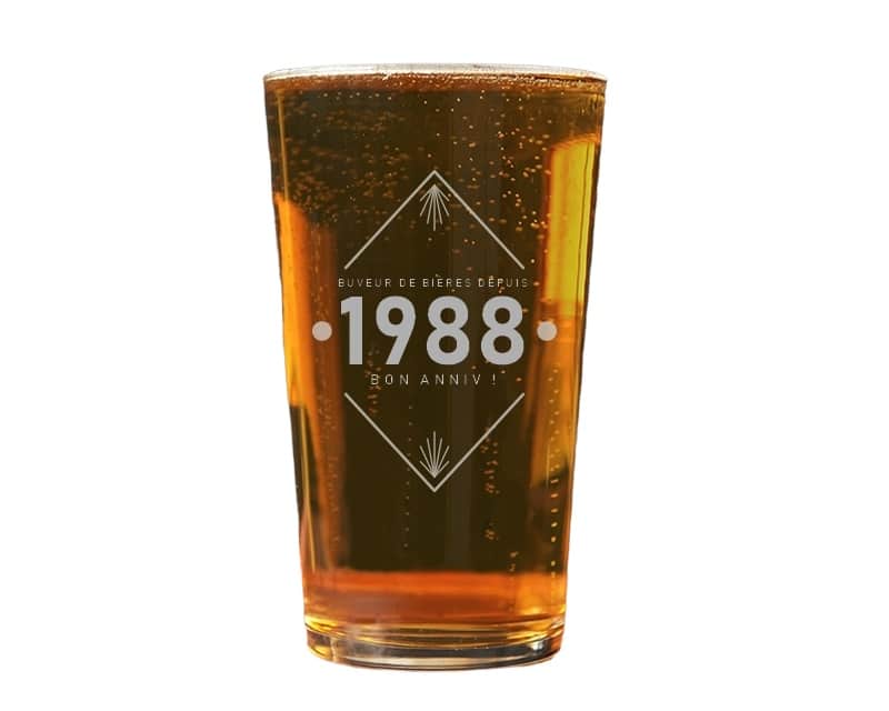 verre à bière pinte année homme né en 1988