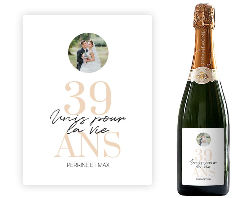 Bouteille de champagne personnalisée anniversaire de mariage - Noces de Crêpe