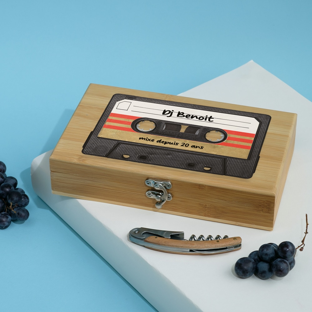 Coffret sommelier personnalisé - Retro K7 audio