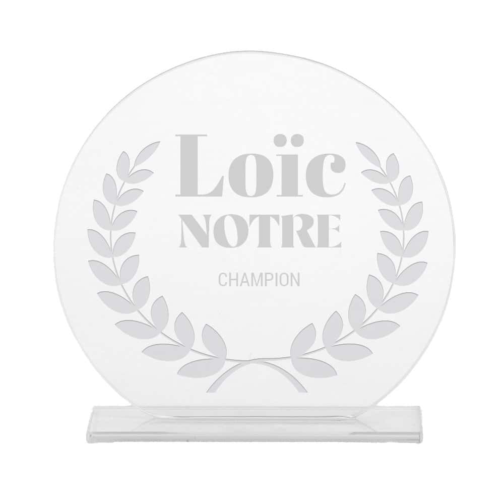 Trophée en verre personnalisé pour un Loïc