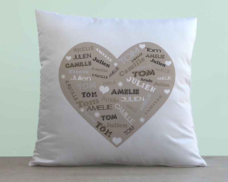 Coussin personnalisé - Cœur Famille