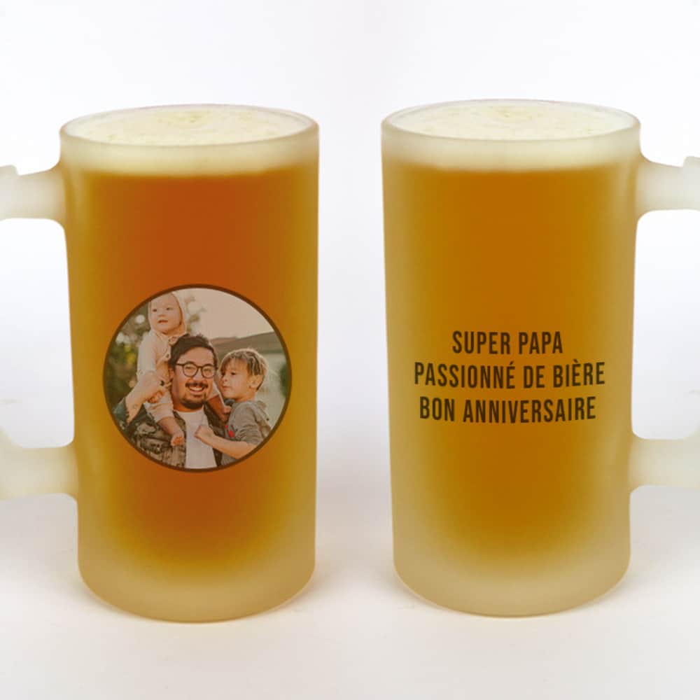 Chope de bière personnalisée avec photo - Cadeaux.com