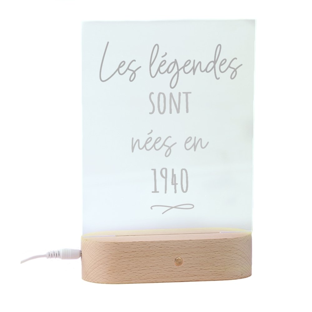 lampe 3d plexi prénom et message homme né en 1940