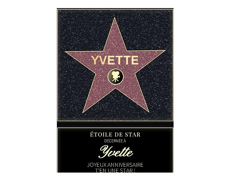 Affiche etoile de star personnalisée pour une Yvette