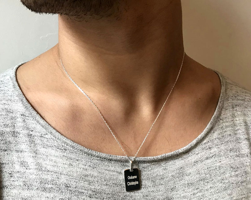 Collier plaque Homme en Argent véritable