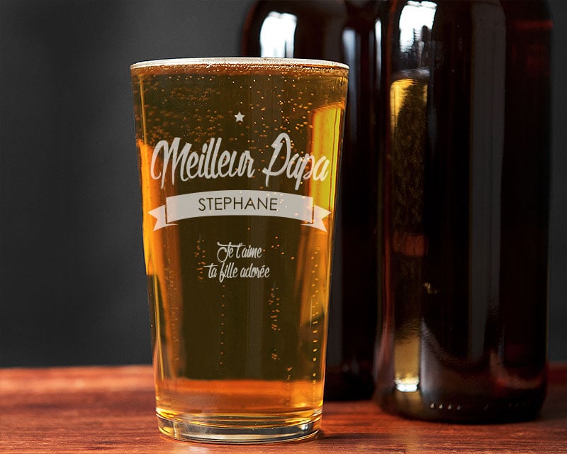 Verre à bière personnalisé flûte - Meilleur Papa