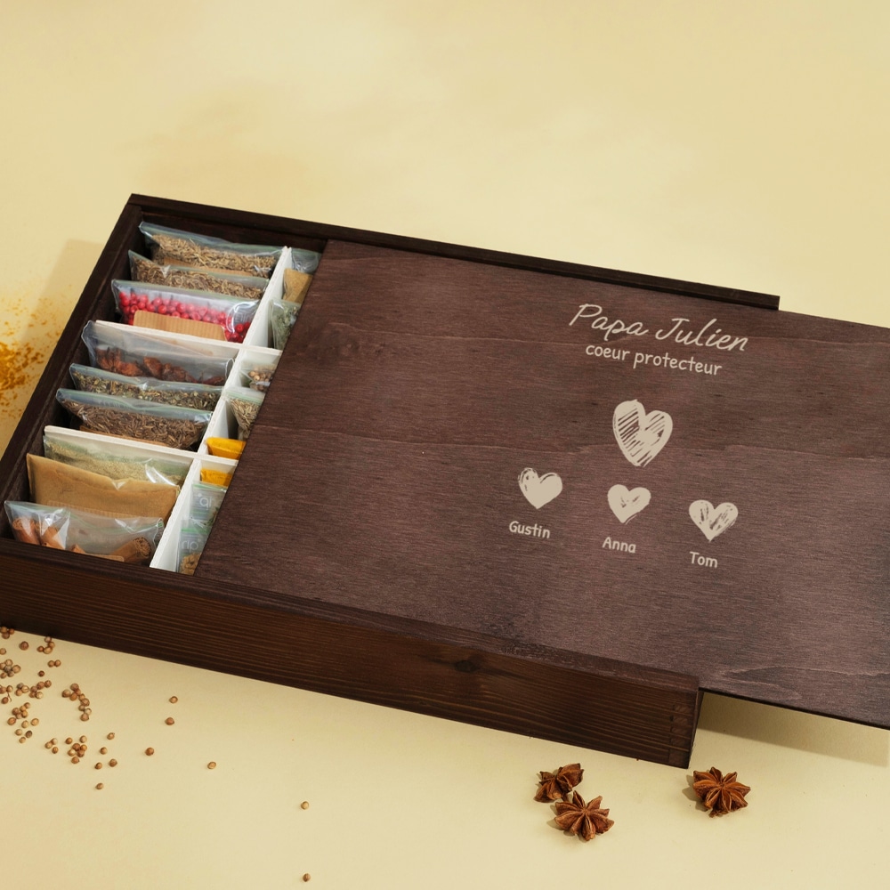 Grand coffret 36 épices personnalisé - Papa et ses petits coeurs