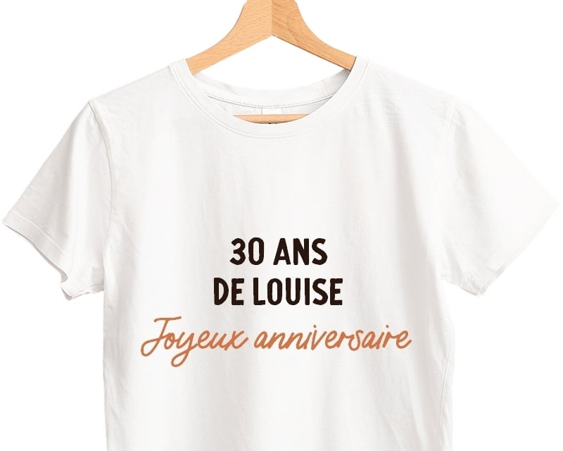 T-shirt blanc avec message femme 30 ans
