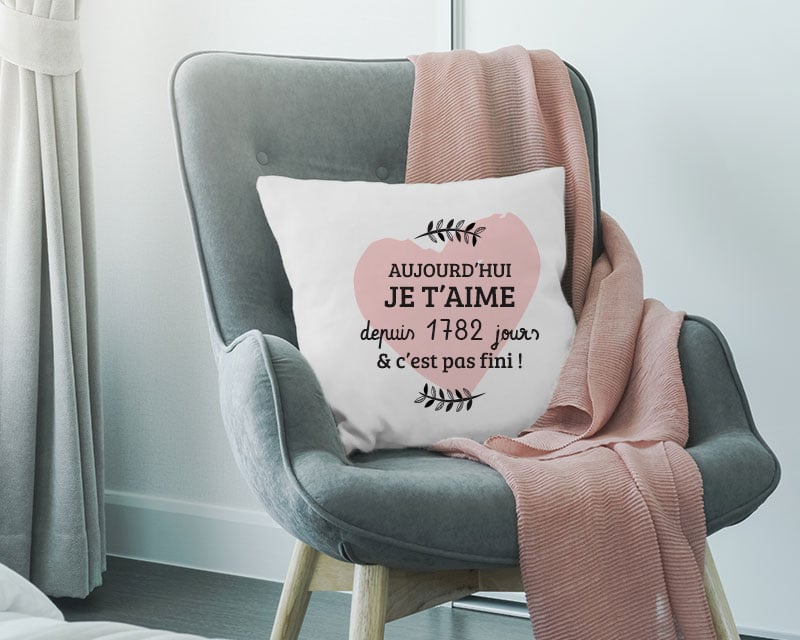 Coussin personnalisé couple - Aujourd'hui je t'aime depuis