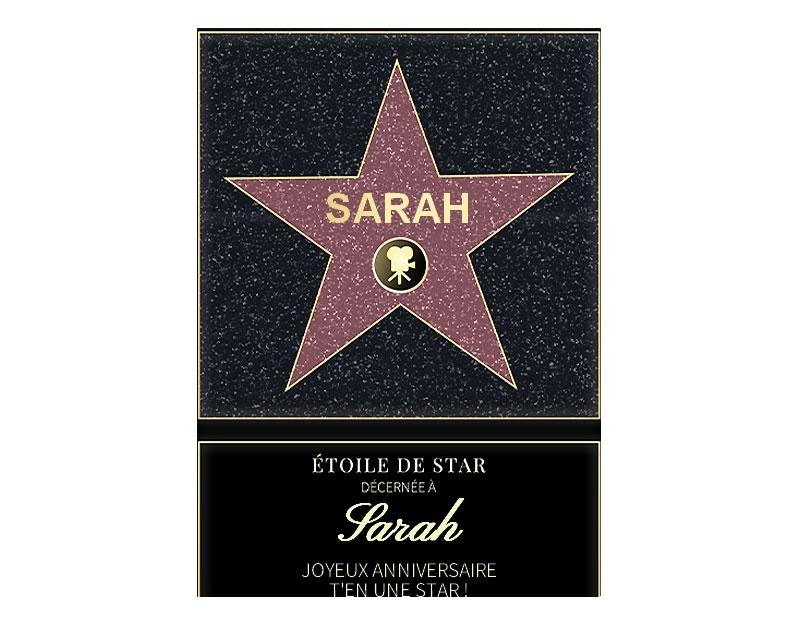 Affiche etoile de star personnalisée pour une Sarah