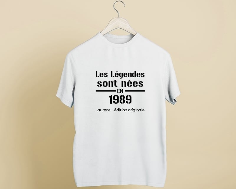 Tee shirt personnalisé homme - Les Légendes sont nées en 1989