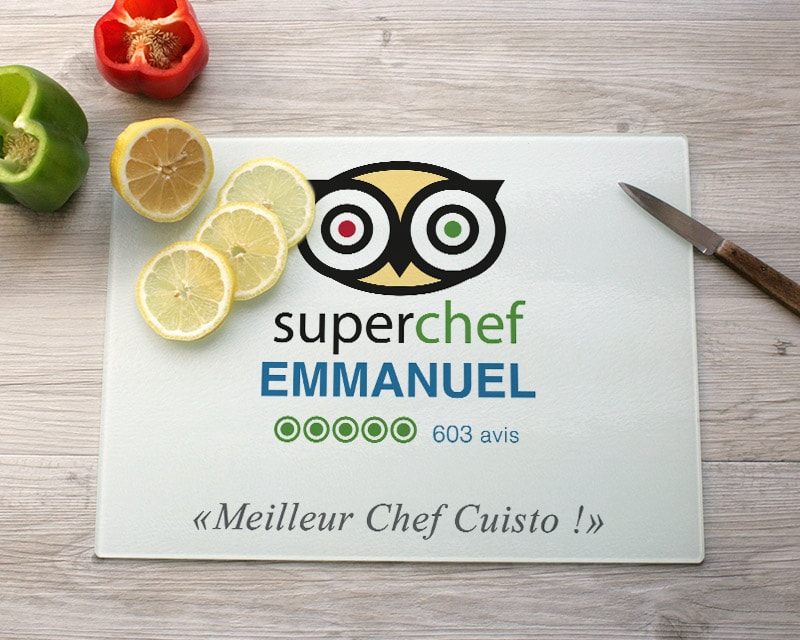 Planche à découper en verre personnalisée - Super Chef