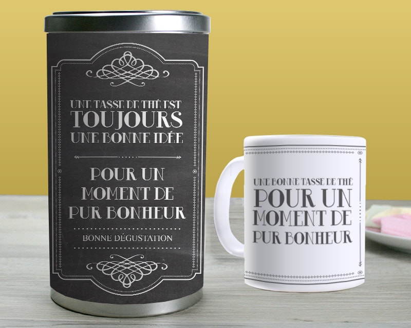 Mug personnalisé avec boîte à thé - Message