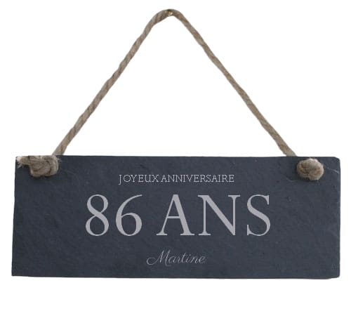 Plaque de porte en ardoise femme 86 ans