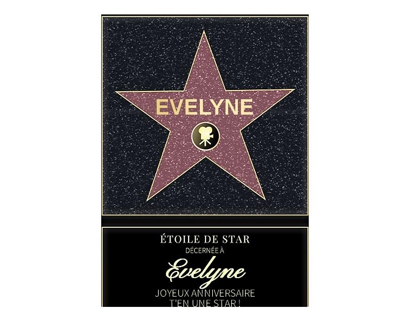 Affiche etoile de star personnalisée pour une Evelyne