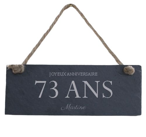 Plaque de porte en ardoise femme 73 ans