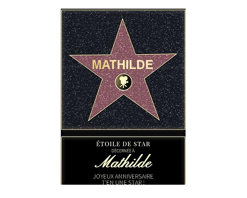 Affiche etoile de star personnalisée pour une Mathilde