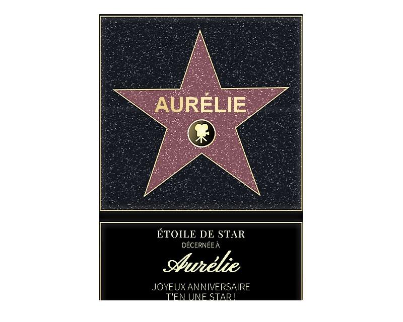 Affiche etoile de star personnalisée pour une Aurélie