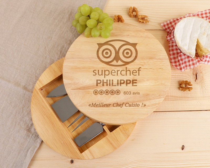 Set à fromage personnalisé en bois - Super Chef