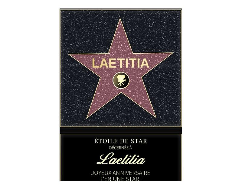 Affiche etoile de star personnalisée pour une Laetitia