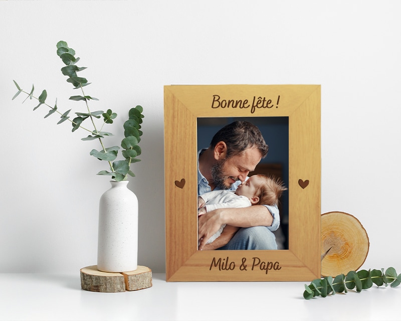 Cadre photo en bois gravé - Papa