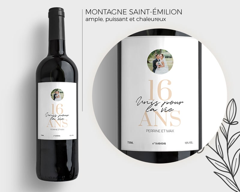 Bouteille de vin personnalisée anniversaire de mariage - Noces de Saphir