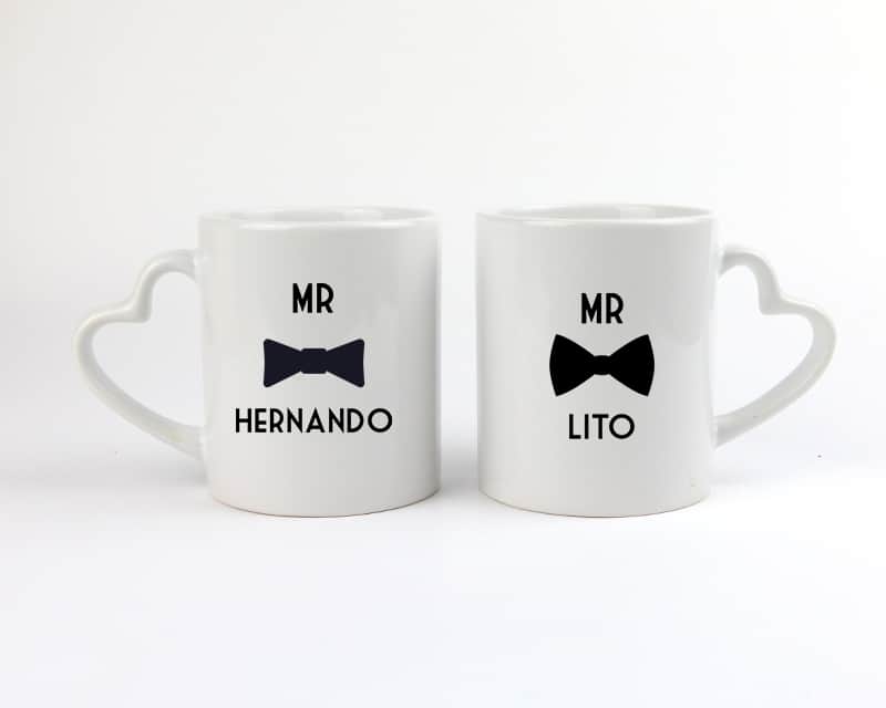 Duo de mugs personnalisés prénoms couple - Mr & Mr