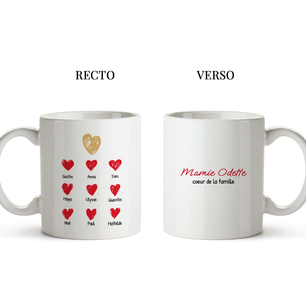 Mug personnalisé - Mamie et ses petits coeurs